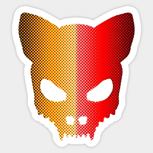 Devil Cat-Skull In Red And Yellow Halftones Art Sticker